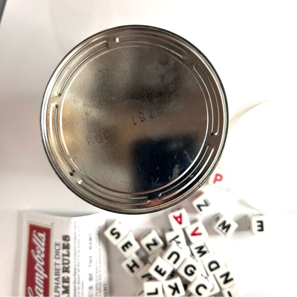 Campbells Alphabet Dice Game Crossword Family Table Camping large Soup Can - Picture 5 of 7